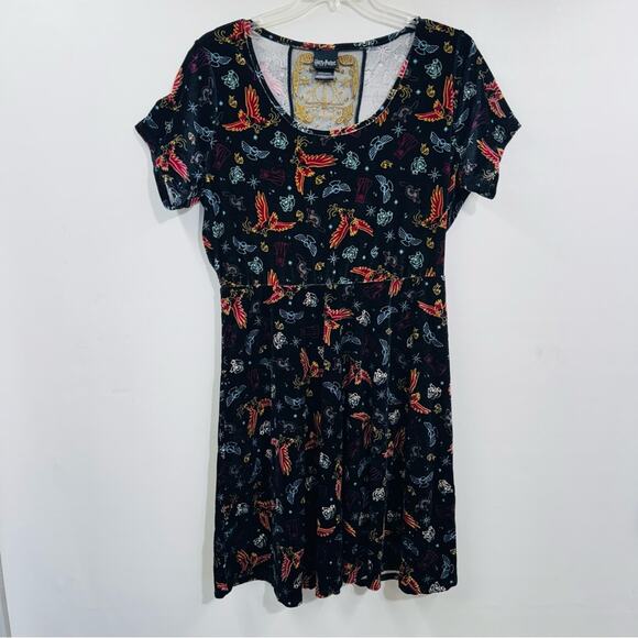 Harry Potter Pets Lace Back Velvet Dress Animal Print Short Sleeve Size 1 Sz 14 - Picture 1 of 12